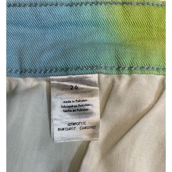 NWT Revolve WEWOREWHAT Flare Bell Short Stretch Denim~Tie‎ Dye~Retro~Boho~26 - Picture 9 of 10